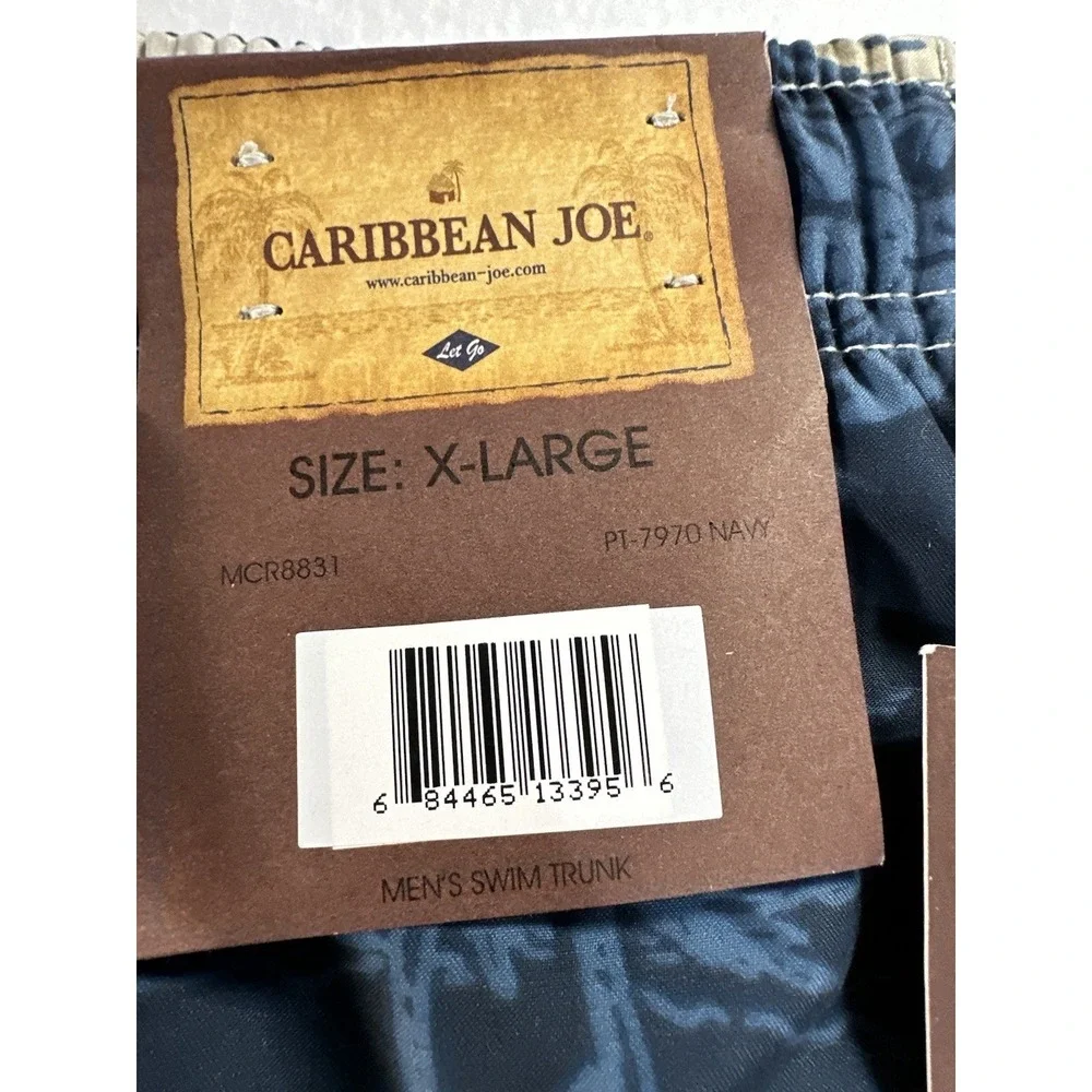 NWT Caribbean Swim Shorts Trunks Men's XL Lined‎ Tropical Floral Island Palm Sea